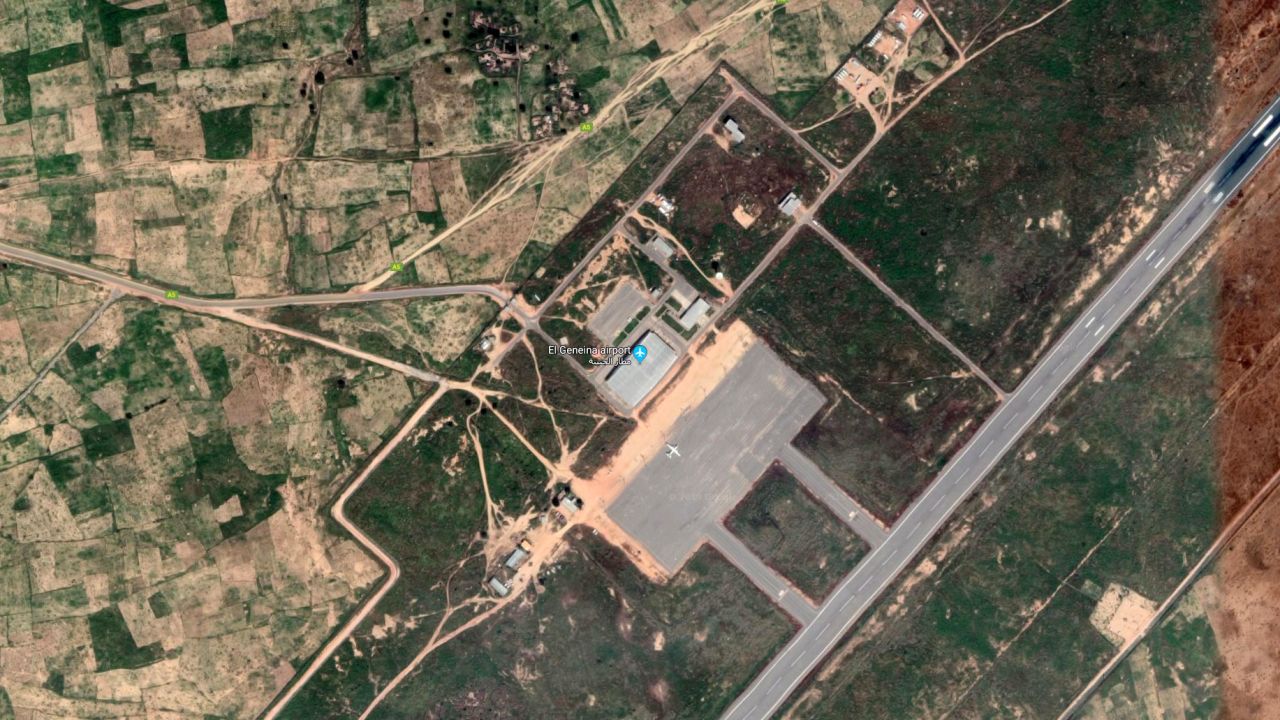 Aerial view of the El Geneina airport in Sudan.