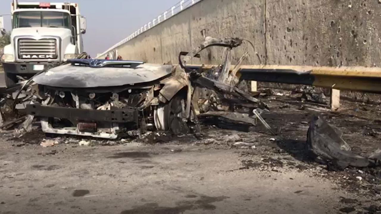 This vehicle was hit in the US airstrike Friday.