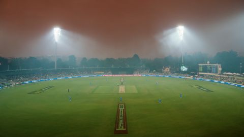 A smoke haze from bushfires hangs over a Big Bash League cricket match between the Sydney Thunder and the Adelaide Strikers on December 21.
