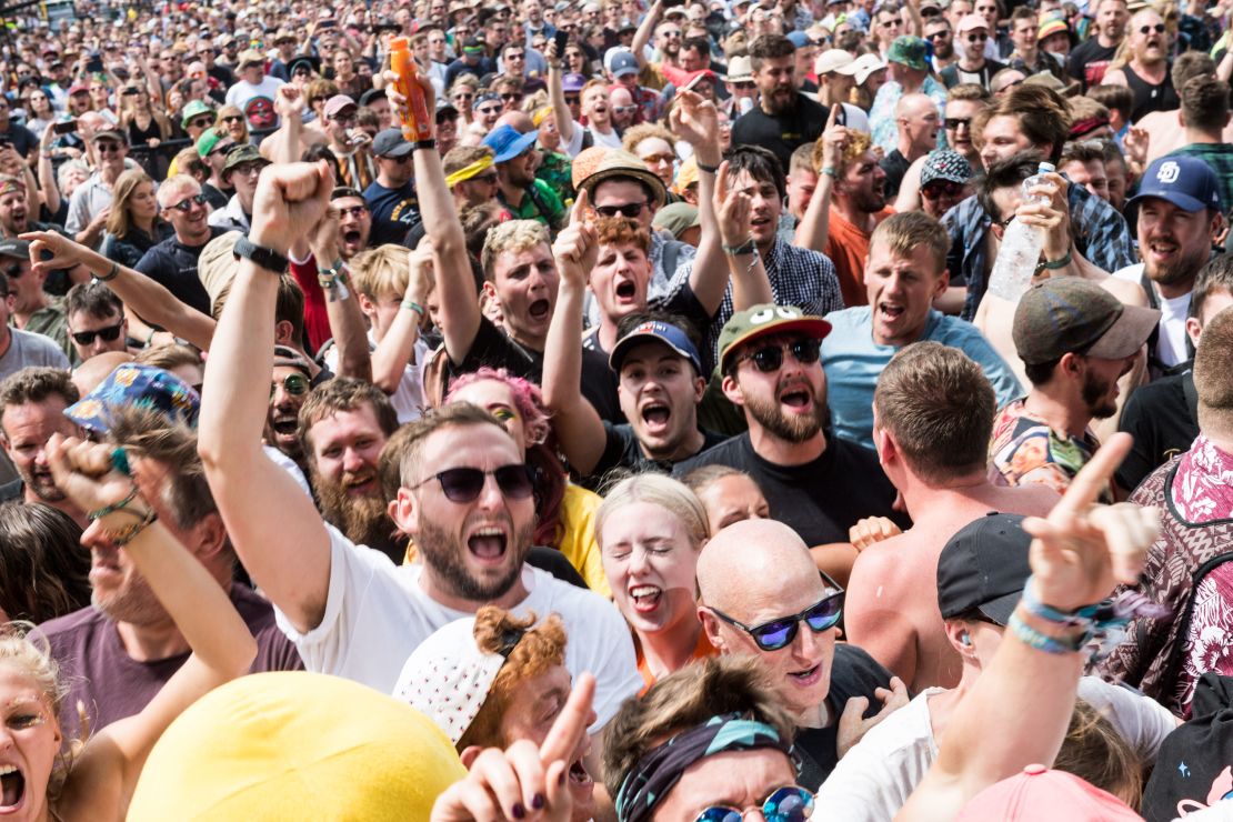 The crowd gets up close and personal at Glastonbury 2019. 