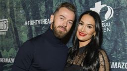 LOS ANGELES, CALIFORNIA - DECEMBER 09: Artem Chigvintsev (L) and Nikki Bella attend the PUBG Mobile's #FIGHT4THEAMAZON Event at Avalon Hollywood on December 09, 2019 in Los Angeles, California. (Photo by Rodin Eckenroth/Getty Images)