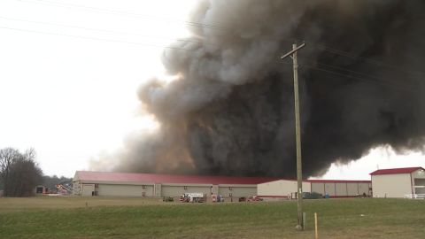 Smoke from the barn fire could be seen from nearby highways on Friday, December 3, 2020.
