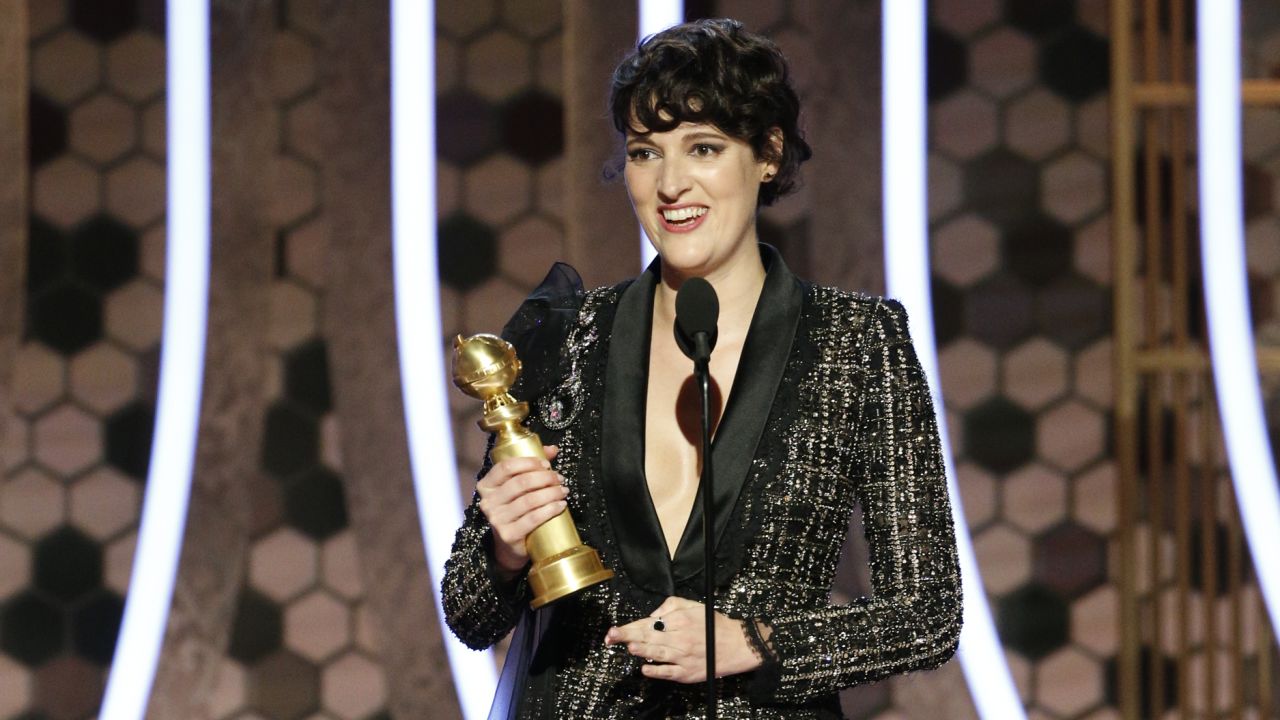 Phoebe Waller on stage at Sunday's Golden Globe Awards