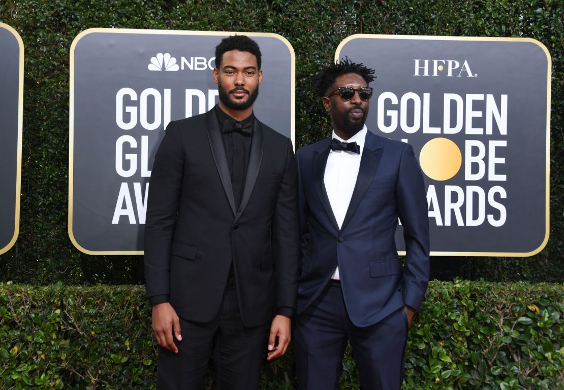 French director Ladj Ly and actor Djibril Zonga arrive at The Beverly Hilton Sunday evening.