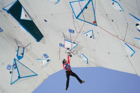 Eimir McSwiggan competes at the Ice Climbing World Cup in Changchun, China, on Sunday, January 5.