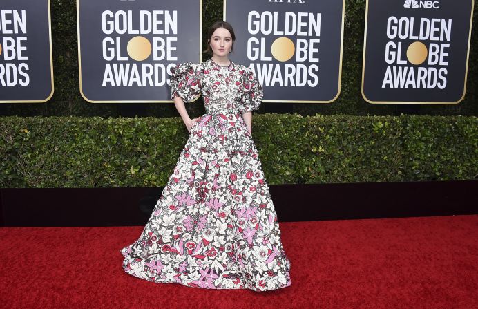 Kaitlyn Dever donned a voluminous floral Valentino gown.