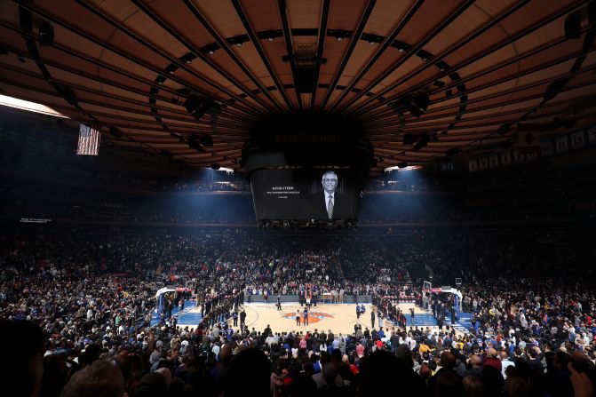 A moment of silence is held for former NBA Commissioner David Stern before a game in New York on Wednesday, January 1. Stern, <a target="_blank">who reshaped the league</a> and presided over its skyrocketing growth for three decades, died at the age of 77. <a target="_blank">See 28 amazing sports photos from last week</a>