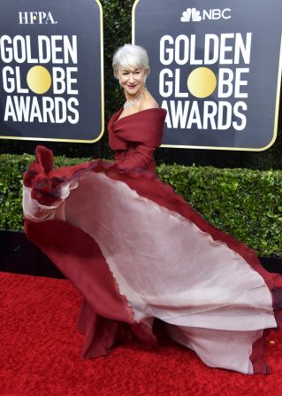 Helen Mirren, nominated for her role in "Catherine the Great," looked regal in a burgundy Dior gown.