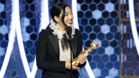 Awkwafina became the first performer of Asian descent to win a Golden Globe Award on Sunday. 
