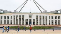 Smoke is visible outside Parliament House on January 6, 2020 in Canberra, Australia.
