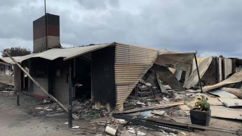 A destroyed structure on Kangaroo Island on Sunday