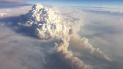 Pyrocumulonimbus clouds resulting from Australian fires are spotted from above New South Wales from a Sydney to Melbourne bound flight.
