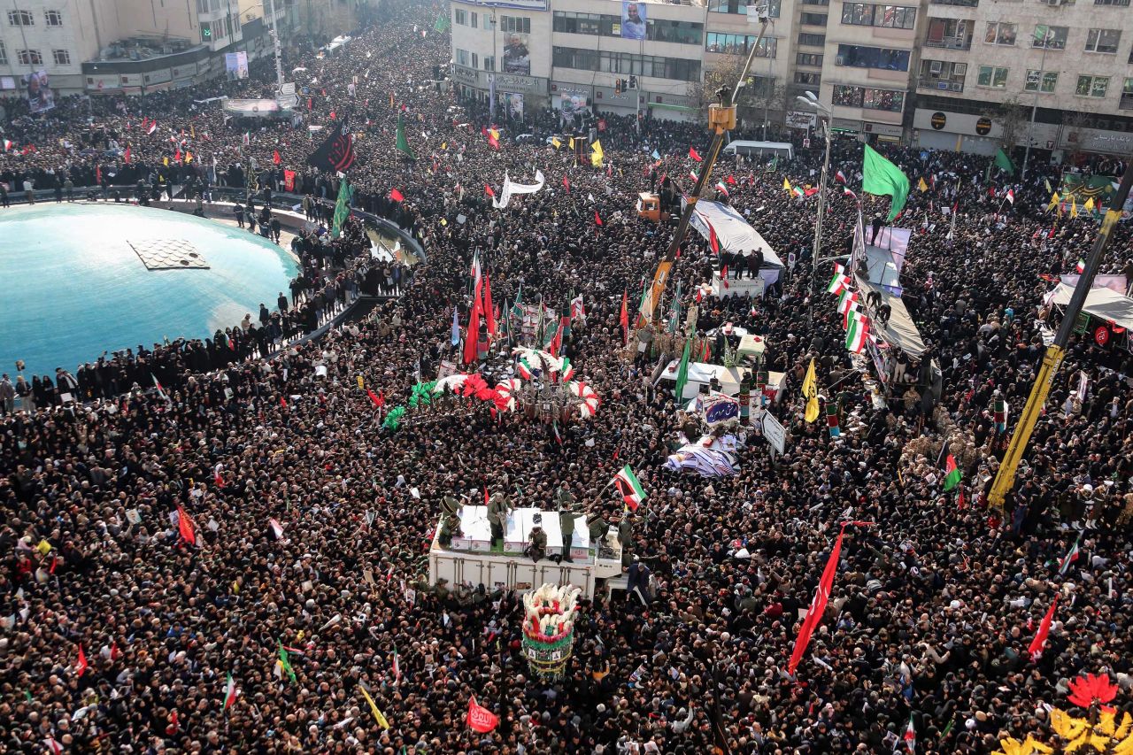 Thousands of mourners took part in a funeral procession in Tehran on January 6.