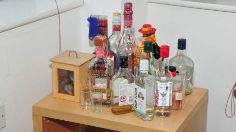 Alcoholic drinks in Sinaga's apartment.