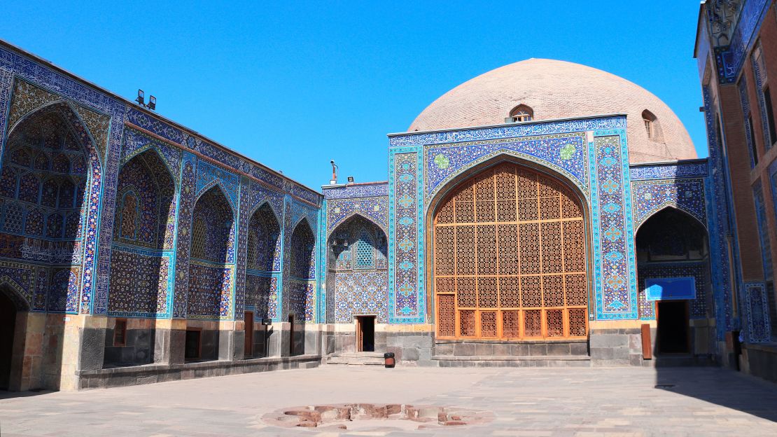An ornate courtyard in the shrine ensemble in Ardabil.