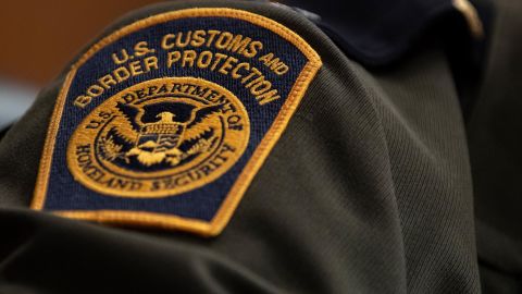 A U.S. Customs and Border Protection patch on a U.S. Border Patrol agent is seen in April 2019. 