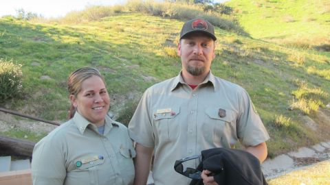 Danielle Cardenas and Josh Thomas are a husband and wife team headed to fight fires together from the Angeles National Forest.