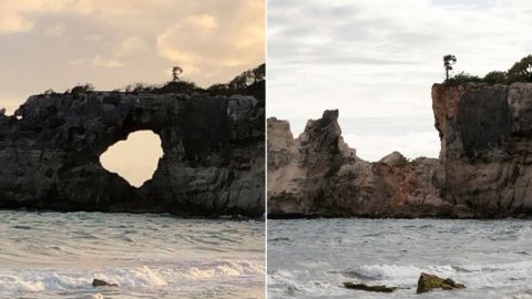 The Punta Ventana stone arch -- a major tourist attraction in the Guayanilla area -- collapsed Monday.