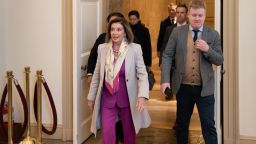 Speaker of the House Nancy Pelosi, D-Calif., arrives at the Capitol in Washington, Tuesday Jan. 7, 2020, as Democrats prepared largely symbolic resolutions under the War Powers Act to limit the president's military actions regarding Iran. 