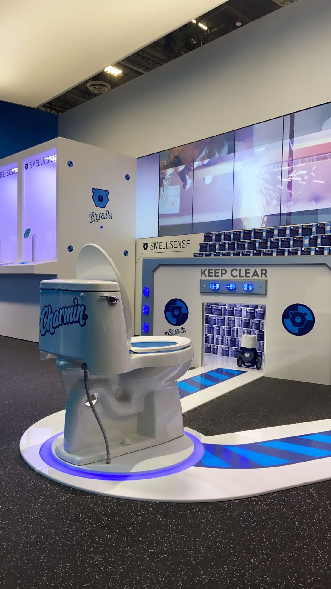 Charmin's futuristic GoLab bathroom stall is on display now at the 2020 International Consumer Electronics Show inside the Las Vegas Covention Center in Las Vegas.