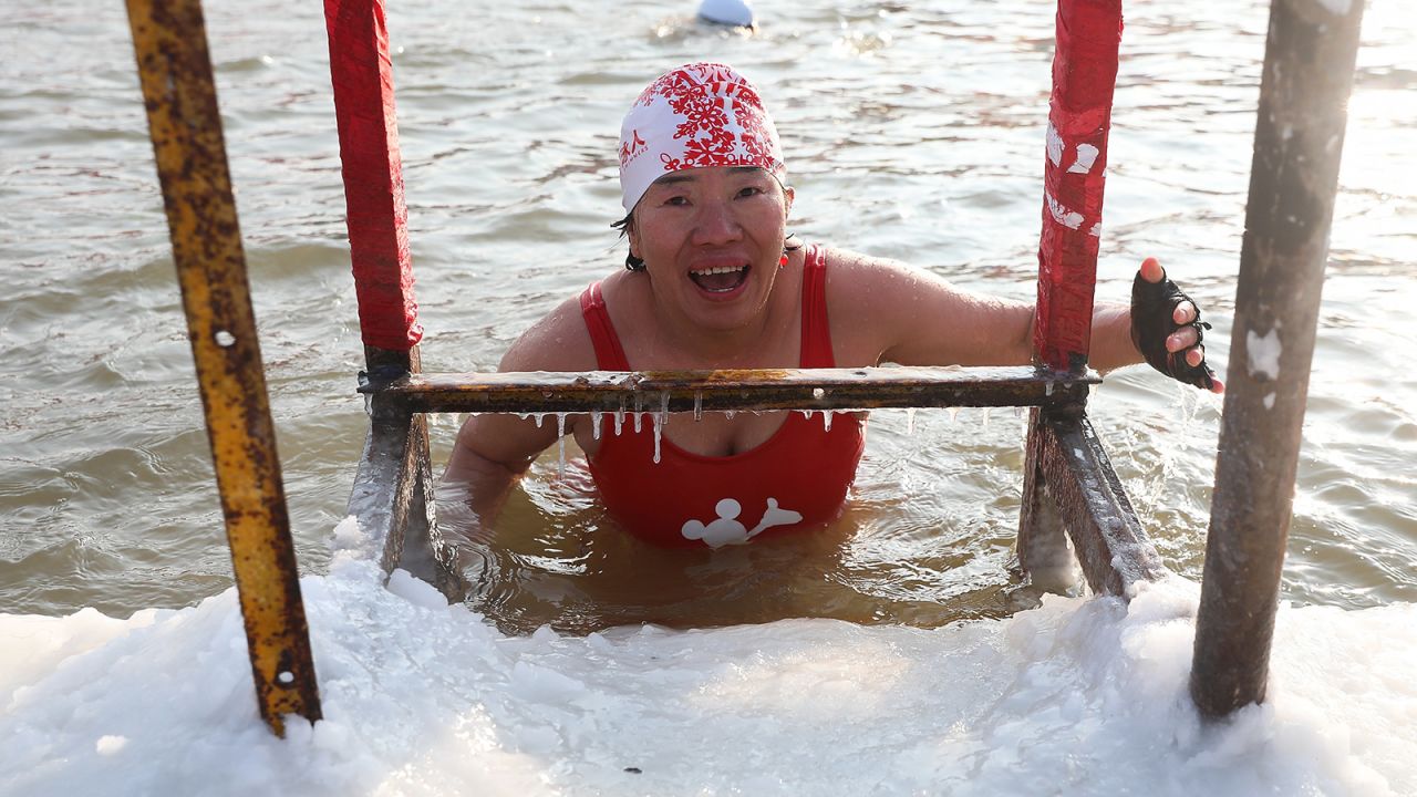 <strong>Brrrravery:</strong> Another event was a "polar bear plunge" swim in the freezing water.