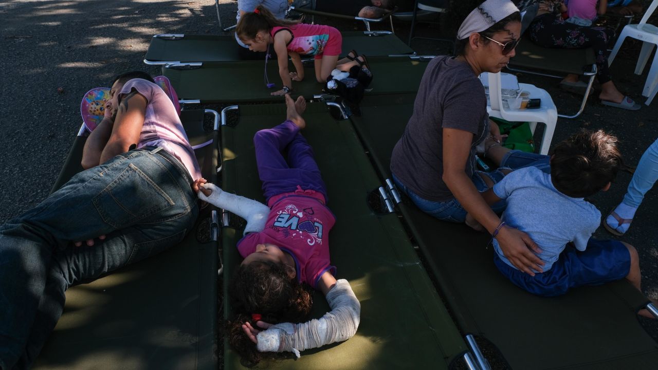Dozens of families are taking shelter outside a local coliseum in Guanica.