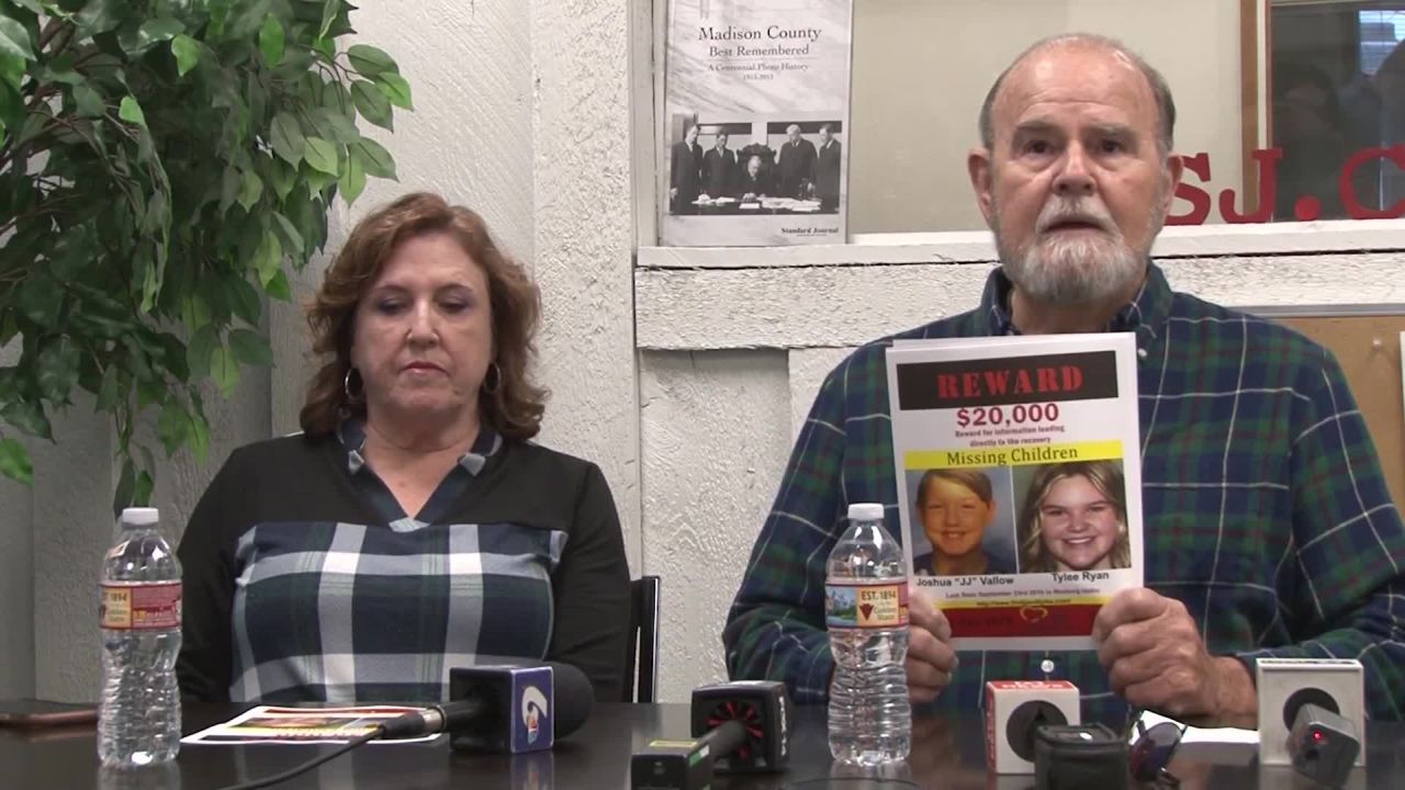 Kay and Larry Woodcock offered a $20,000 reward for information leading to the recovery of their grandson, Joshua Vallow, and his sister, Tylee Ryan.