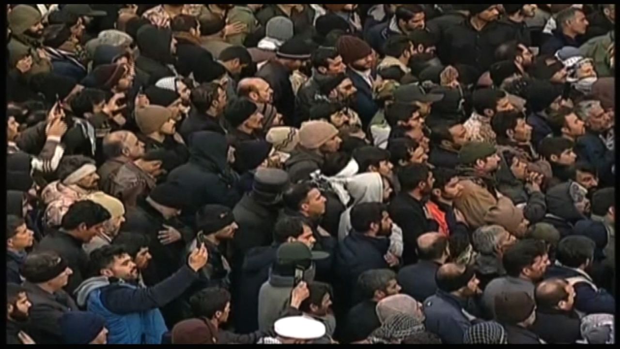 Crowds gathered in Kerman, Iran, on January 8, 2020.