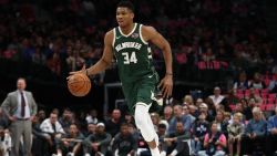 DALLAS, TEXAS - OCTOBER 11:  Giannis Antetokounmpo #34 of the Milwaukee Bucks during a preseason game at American Airlines Center on October 11, 2019 in Dallas, Texas. (Photo by Ronald Martinez/Getty Images)