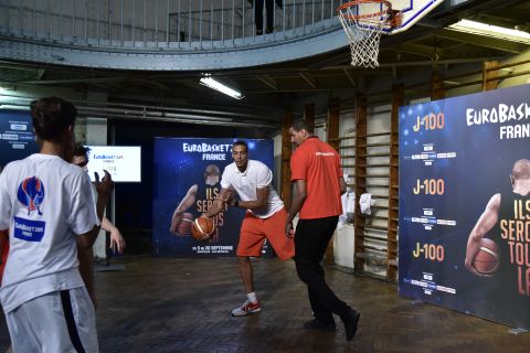France and Utah Jazz basketball star Rudy Gobert played at the rue de Trévise basketball court at a EuroBasket event in 2015.