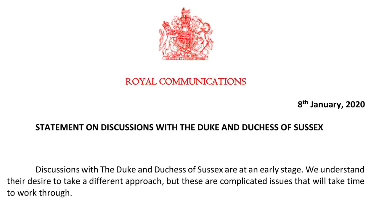 In a statement, Buckingham Palace said it would "take time" to resolve the issue.
