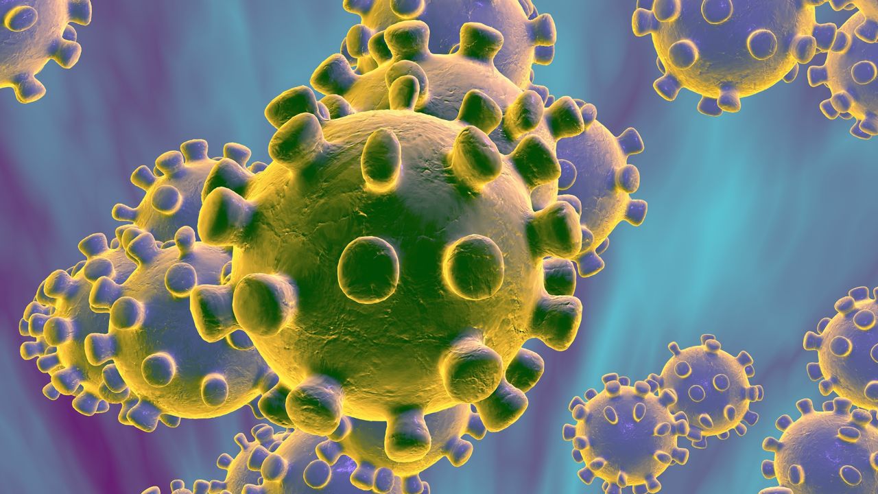 Three-dimensional drawing of Coronavirus
