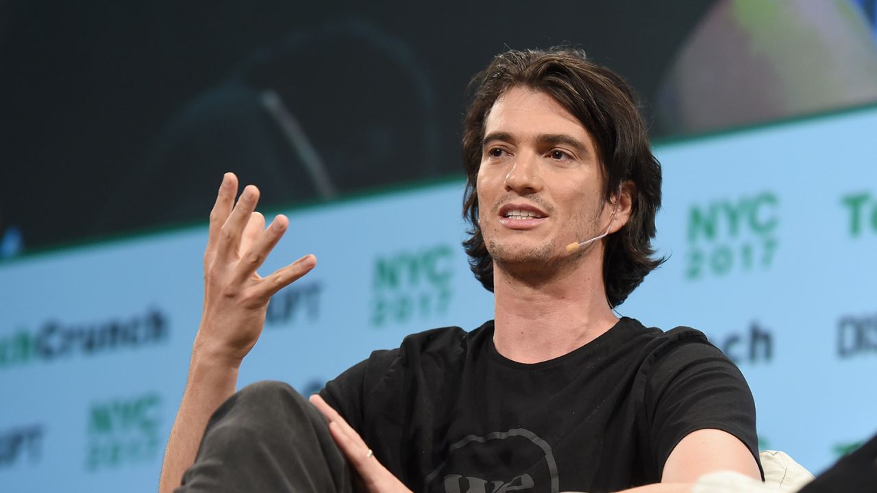 Co-founder and CEO of WeWork Adam Neumann onstage during TechCrunch Disrupt NY 2017.