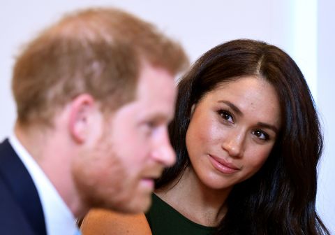 Harry and Meghan attend a pre-ceremony reception for the WellChild Awards in October 2019.