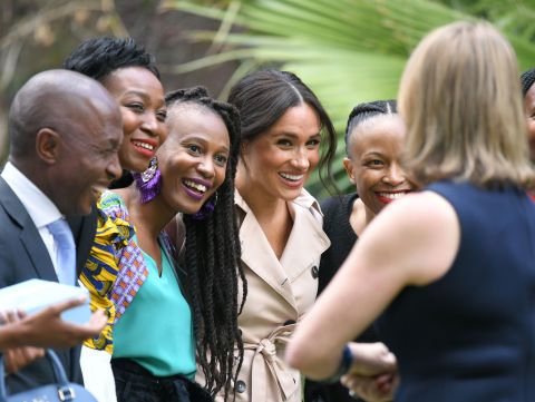 Meghan is photographed during a royal tour of South Africa in October 2019.