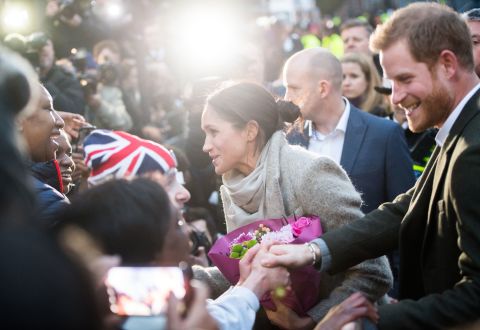The couple meets well-wishers during an appearance in London in January 2018.