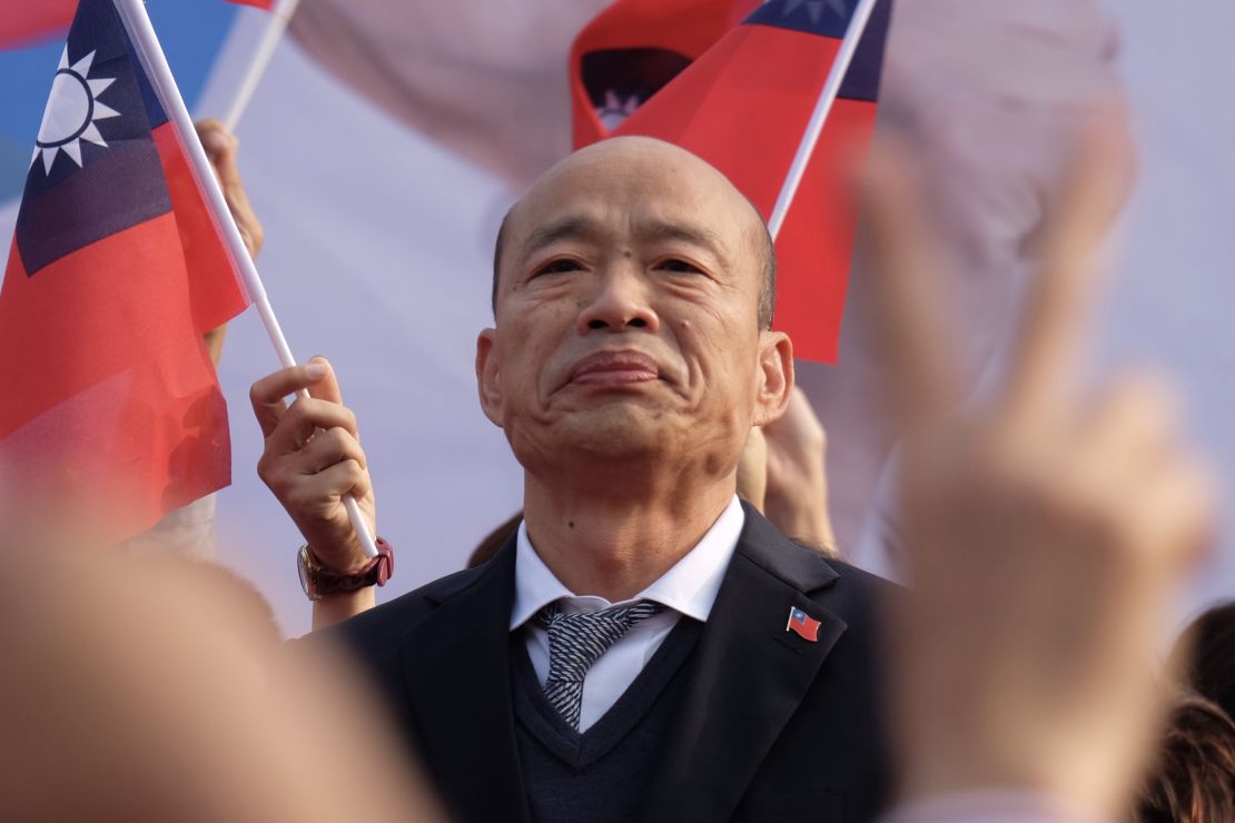 Han Kuo-Yu, Taiwan's main opposition Kuomintang (KMT) presidential candidate, attends a campaign rally in Tainan in southern Taiwan on January 4, 2020.