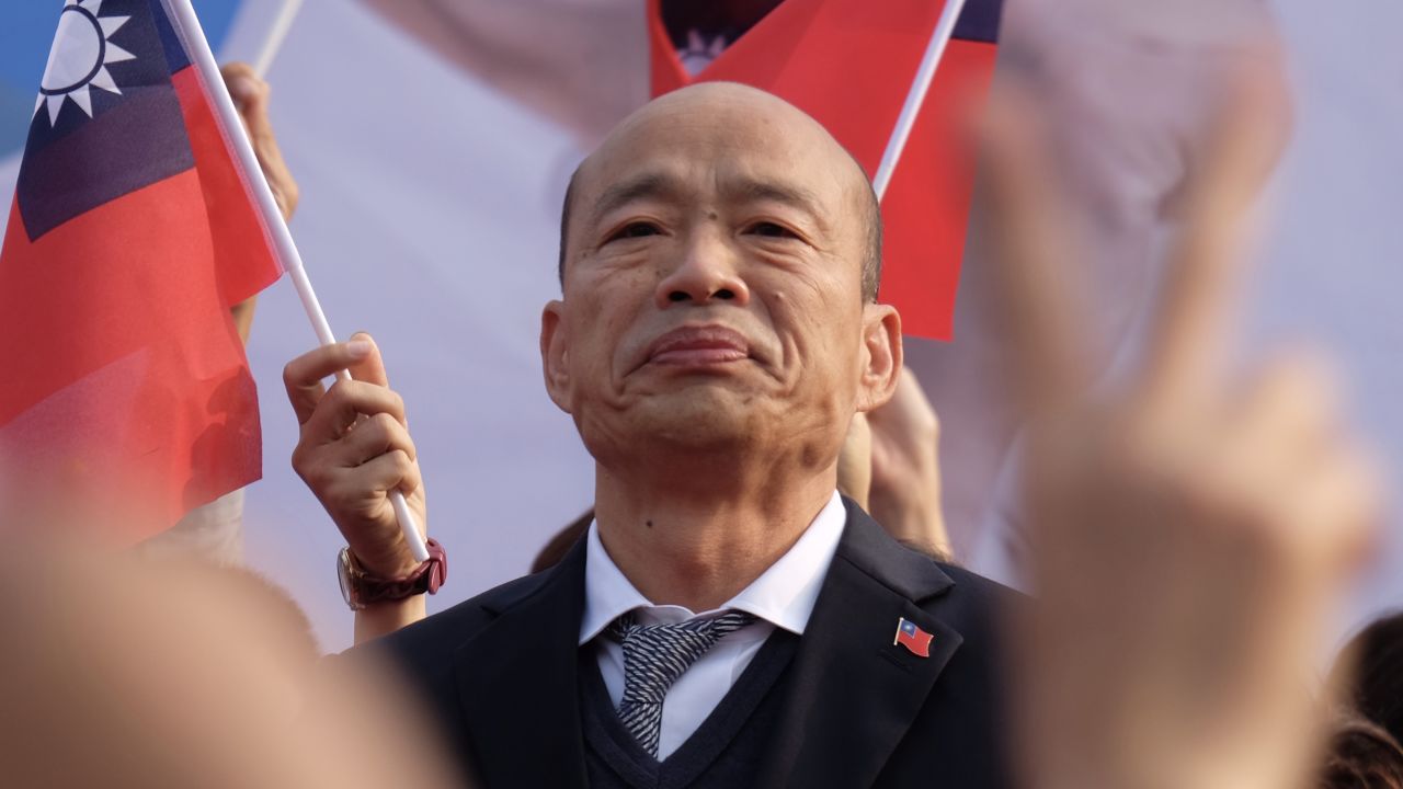 Han Kuo-Yu, Taiwan's main opposition Kuomintang (KMT) presidential candidate, attends a campaign rally in Tainan in southern Taiwan on January 4, 2020.