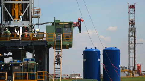 A worker heads to the drilling deck at an Anadarko Petroleum rig. (RJ Sangosti/The Denver Post/Getty Images)