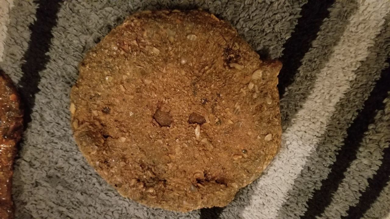 The veggie-patty looking land mine.
