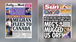 Front pages of the The Daily Mail and The Sun on January 10, 2020.