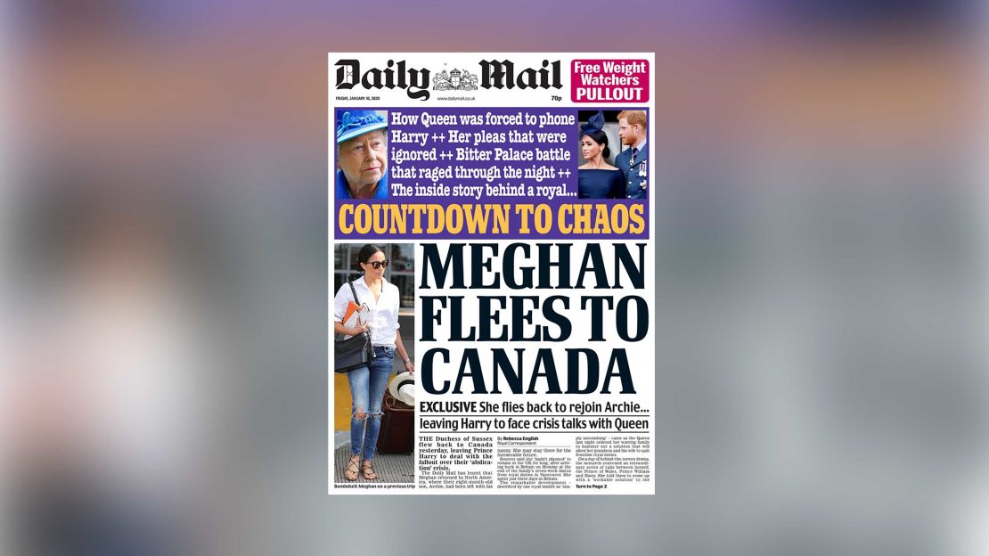 Daily Mail front page 0110