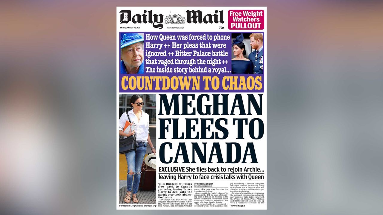 Daily Mail front page 0110
