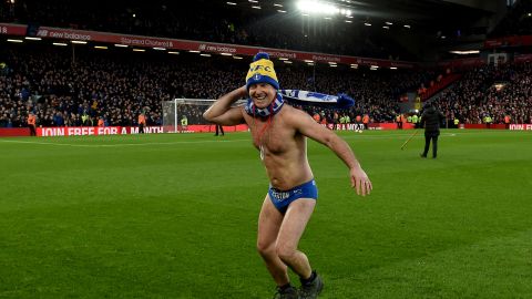 Speedo Mick was a guest for the FA Cup match between Liverpool and Everton.