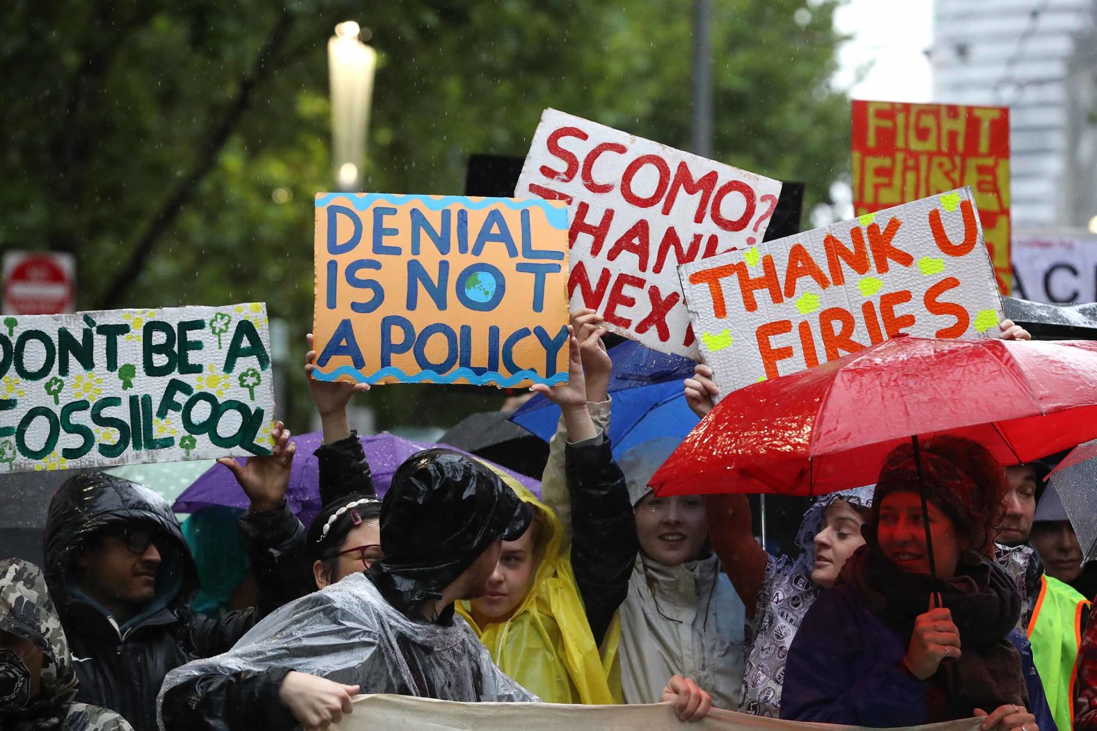 Protesters march through downtown Melbourne on Friday, January 10, in response to the ongoing bushfire crisis.