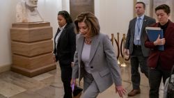 Speaker of the House Nancy Pelosi, D-Calif., arrives at the Capitol in Washington, Friday, Jan. 10, 2020.