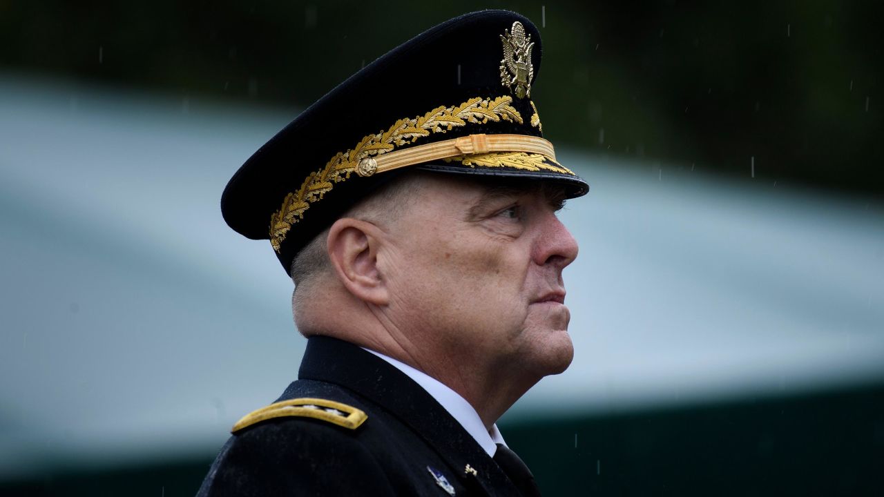 Chairman of the Joint Chiefs of Staff Army General Mark Milley looks on during a welcome ceremony in Summerall Field, Joint Base Myer-Henderson, Virginia on September 30, 2019. 