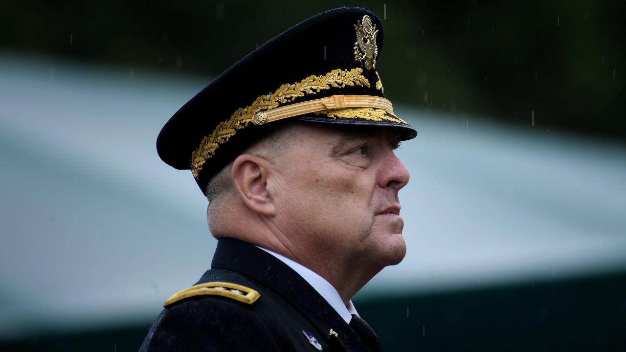 Chairman of the Joint Chiefs of Staff Army General Mark Milley looks on during a welcome ceremony in Summerall Field, Joint Base Myer-Henderson, Virginia on September 30, 2019.