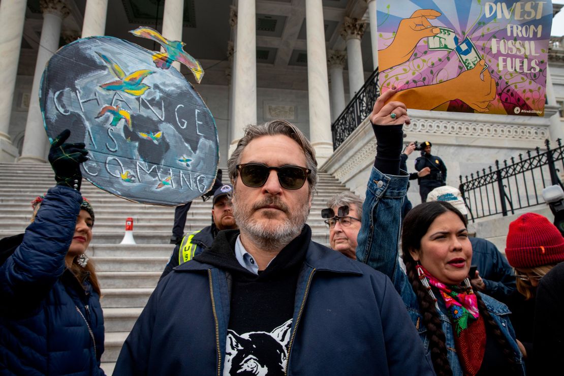 Joaquin Phoenix at the protest.