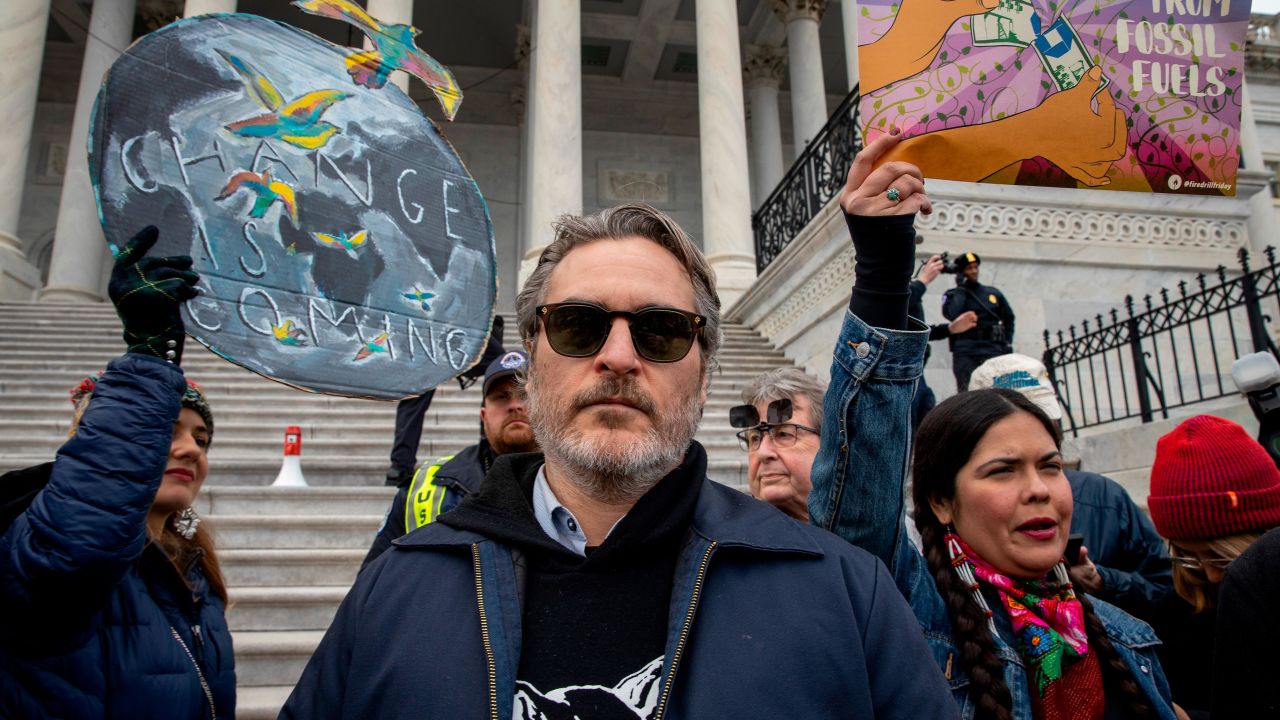 Joaquin Phoenix at the protest.